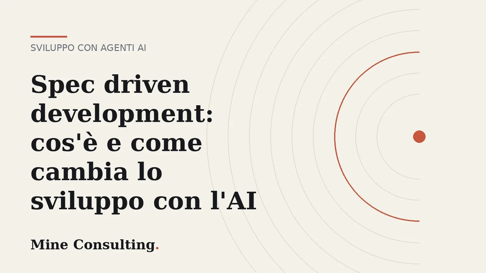 Copertina con il titolo dell'articolo sullo spec-driven development e un motivo grafico ad archi concentrici